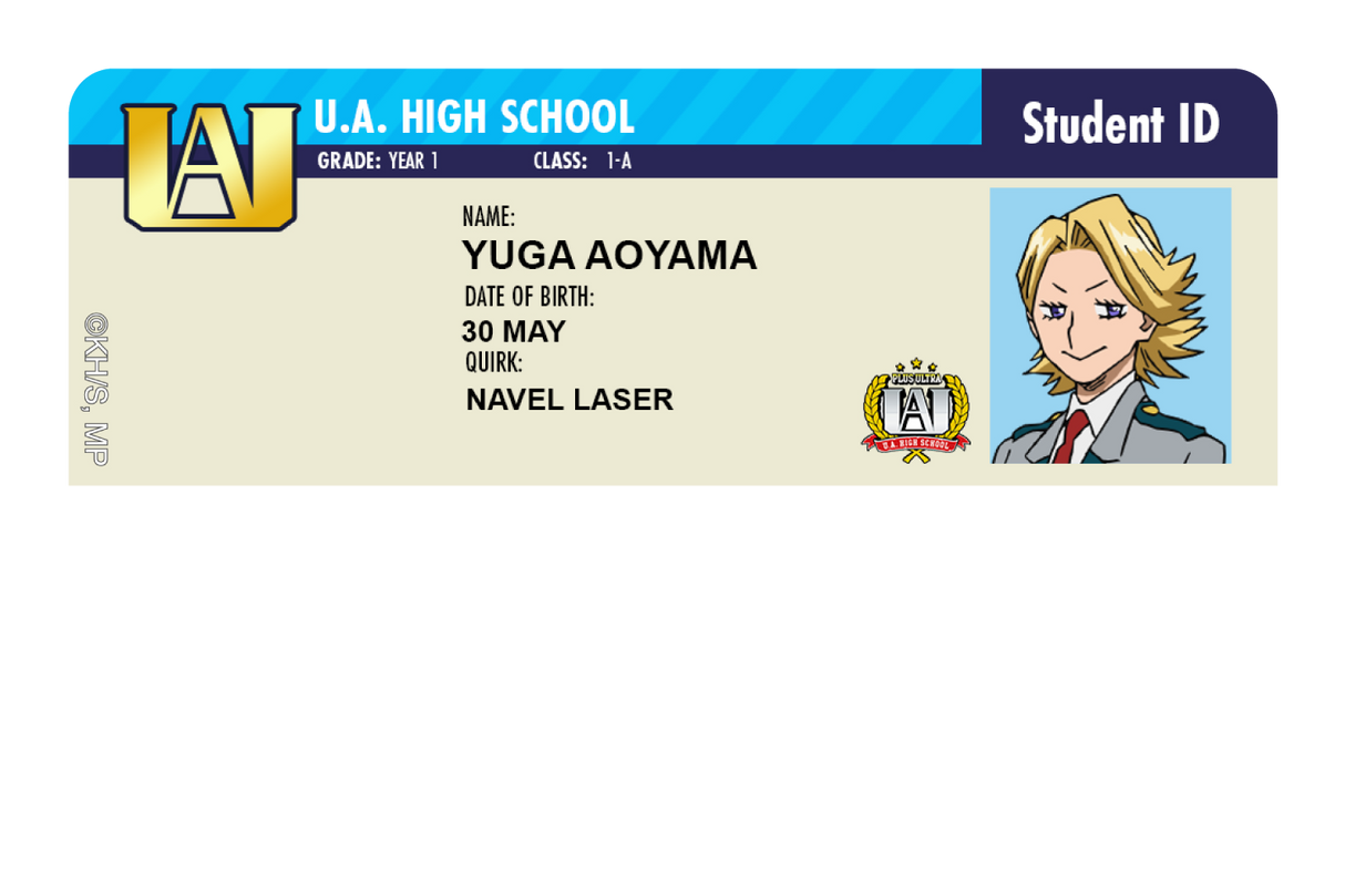 Student ID - Yuga Aoyama - Card Covers - My Hero Academia - CUCU Covers