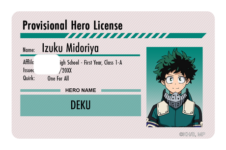 Hero License - Izuku Midoriya - Card Covers - My Hero Academia - CUCU Covers