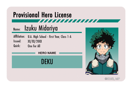 Hero License - Izuku Midoriya - Card Covers - My Hero Academia - CUCU Covers