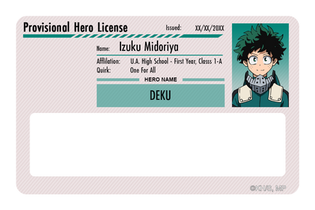 Hero License - Izuku Midoriya - Card Covers - My Hero Academia - CUCU Covers