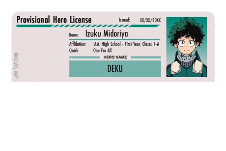 Hero License - Izuku Midoriya - Card Covers - My Hero Academia - CUCU Covers