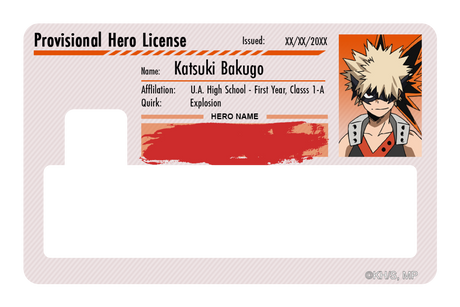 Hero License - Katsuki Bakugo - Card Covers - My Hero Academia - CUCU Covers