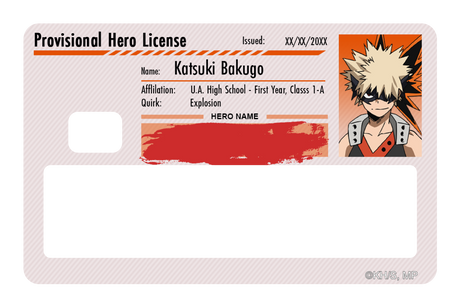 Hero License - Katsuki Bakugo - Card Covers - My Hero Academia - CUCU Covers