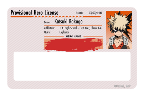 Hero License - Katsuki Bakugo - Card Covers - My Hero Academia - CUCU Covers