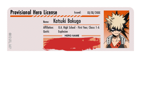 Hero License - Katsuki Bakugo - Card Covers - My Hero Academia - CUCU Covers