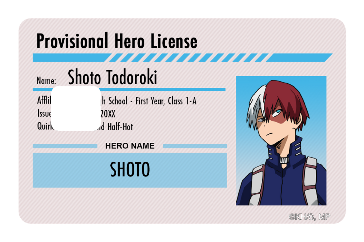 Hero License - Shoto Todoroki - Card Covers - My Hero Academia - CUCU Covers