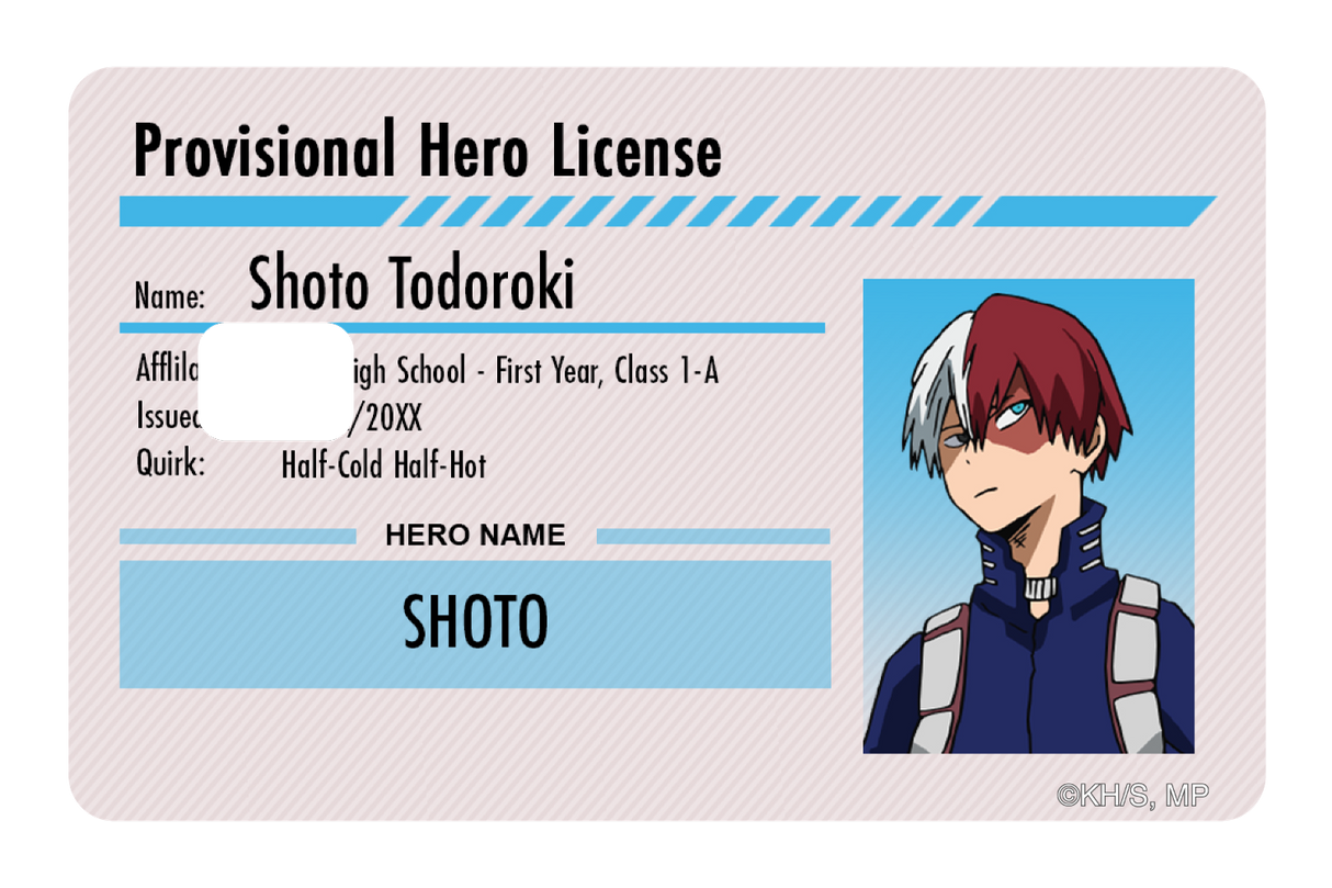 Hero License - Shoto Todoroki - Card Covers - My Hero Academia - CUCU Covers