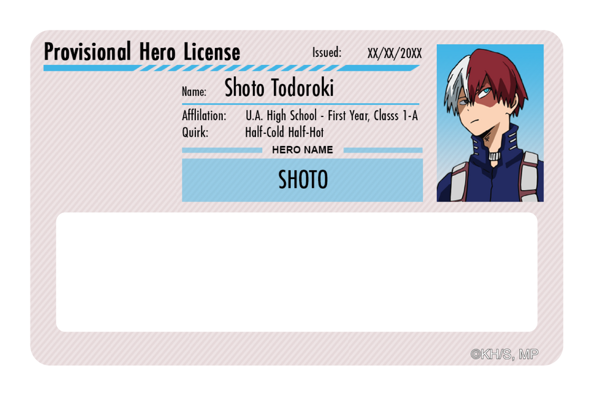 Hero License - Shoto Todoroki - Card Covers - My Hero Academia - CUCU Covers