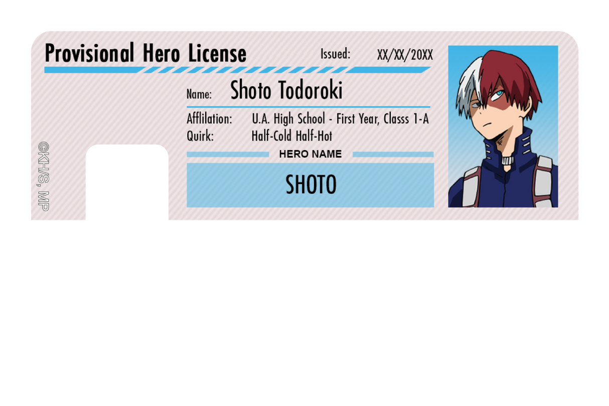 Hero License - Shoto Todoroki - Card Covers - My Hero Academia - CUCU Covers