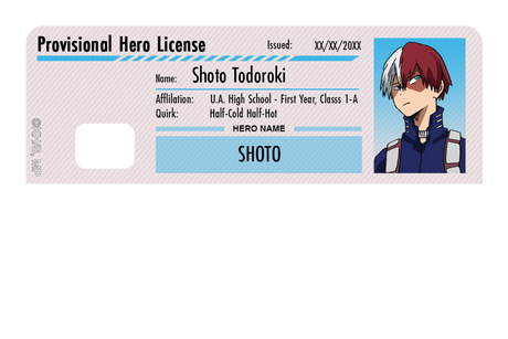 Hero License - Shoto Todoroki - Card Covers - My Hero Academia - CUCU Covers