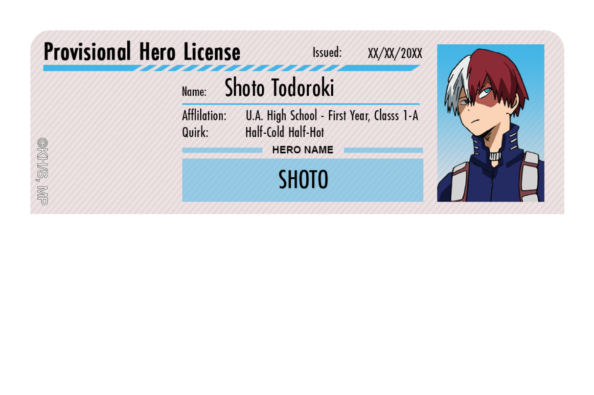 Hero License - Shoto Todoroki - Card Covers - My Hero Academia - CUCU Covers