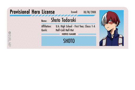 Hero License - Shoto Todoroki - Card Covers - My Hero Academia - CUCU Covers