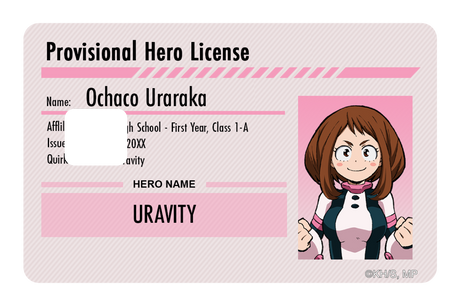 Hero License - Ochaco Uraraka - Card Covers - My Hero Academia - CUCU Covers