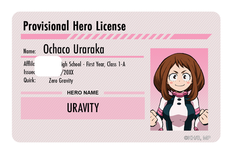 Hero License - Ochaco Uraraka - Card Covers - My Hero Academia - CUCU Covers