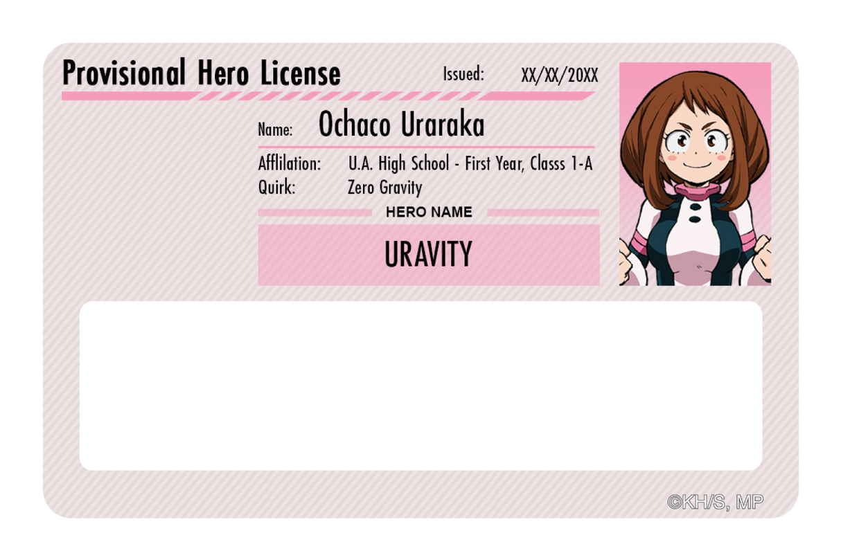 Hero License - Ochaco Uraraka - Card Covers - My Hero Academia - CUCU Covers