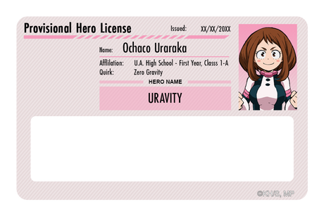 Hero License - Ochaco Uraraka - Card Covers - My Hero Academia - CUCU Covers