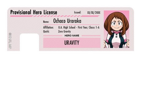 Hero License - Ochaco Uraraka - Card Covers - My Hero Academia - CUCU Covers