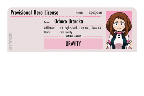 Hero License - Ochaco Uraraka - Card Covers - My Hero Academia - CUCU Covers