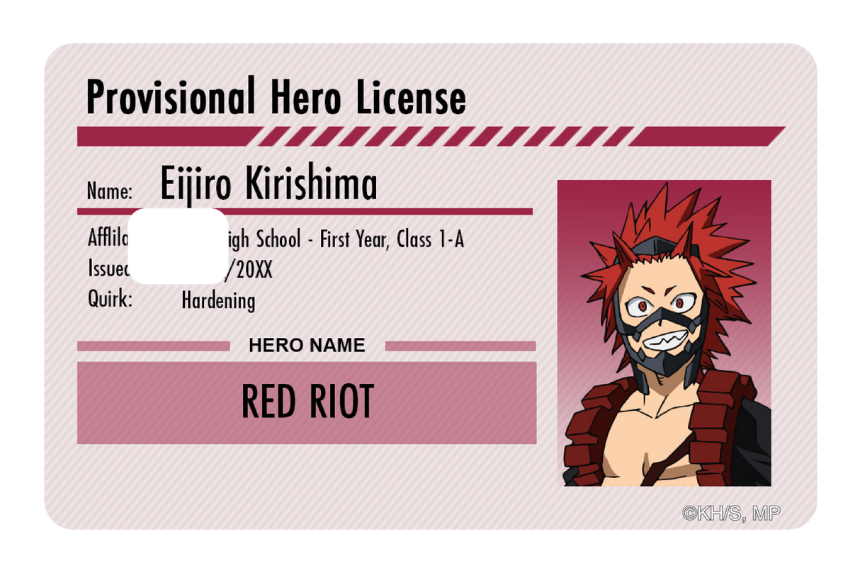 Hero License - Eijiro Kirishima - Card Covers - My Hero Academia - CUCU Covers