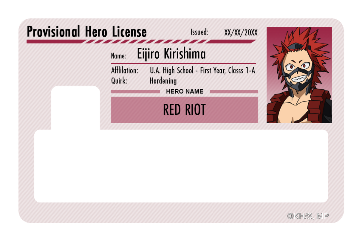 Hero License - Eijiro Kirishima - Card Covers - My Hero Academia - CUCU Covers