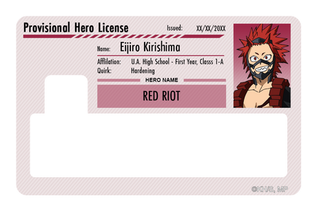 Hero License - Eijiro Kirishima - Card Covers - My Hero Academia - CUCU Covers