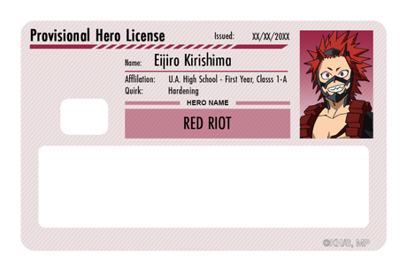 Hero License - Eijiro Kirishima - Card Covers - My Hero Academia - CUCU Covers