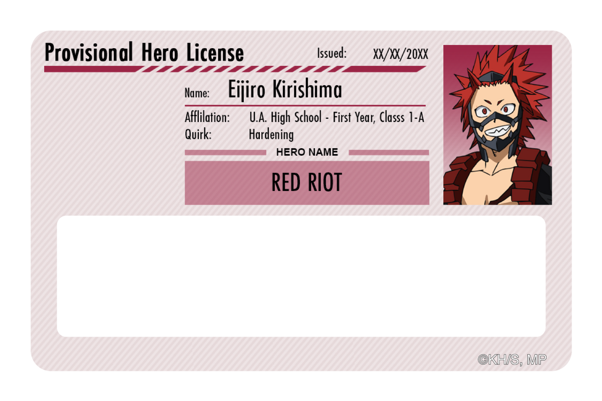 Hero License - Eijiro Kirishima - Card Covers - My Hero Academia - CUCU Covers