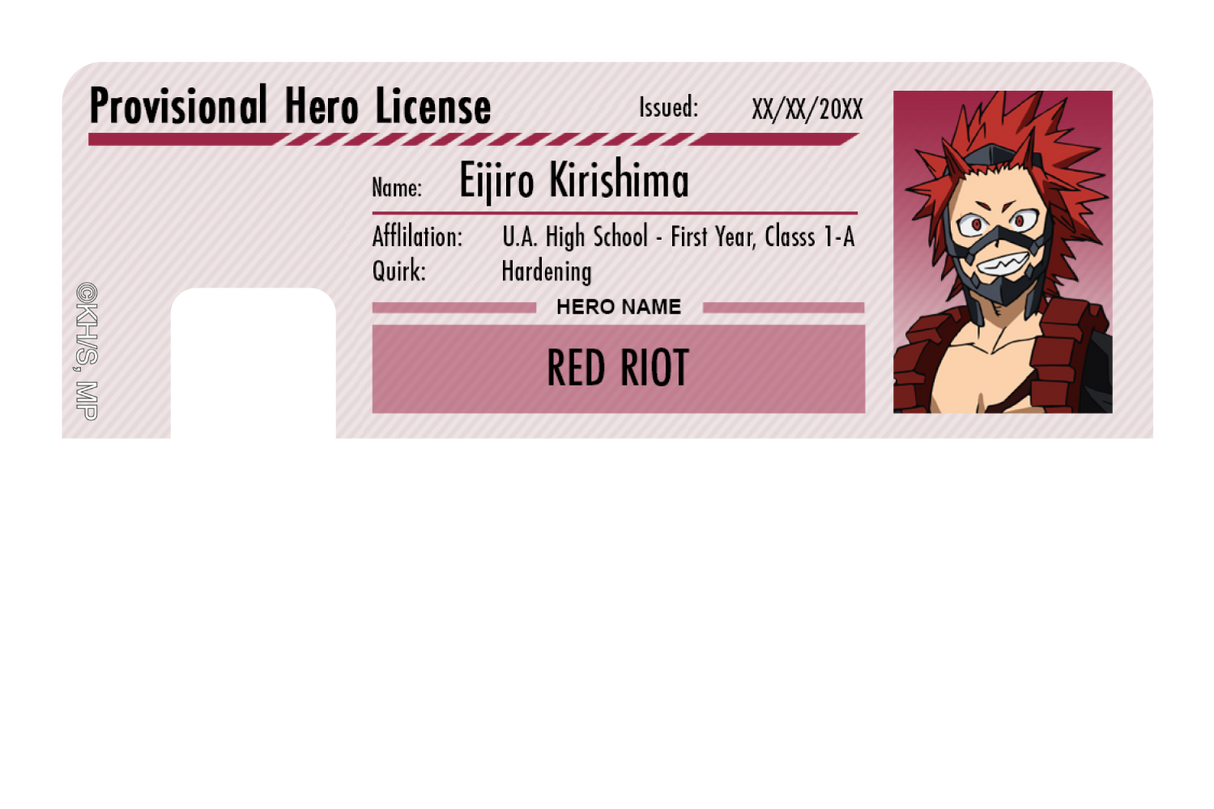 Hero License - Eijiro Kirishima - Card Covers - My Hero Academia - CUCU Covers