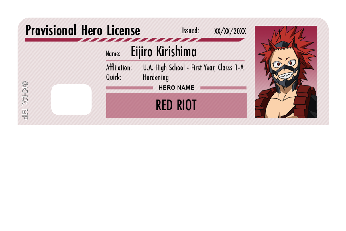 Hero License - Eijiro Kirishima - Card Covers - My Hero Academia - CUCU Covers