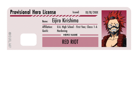 Hero License - Eijiro Kirishima - Card Covers - My Hero Academia - CUCU Covers