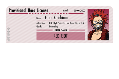 Hero License - Eijiro Kirishima - Card Covers - My Hero Academia - CUCU Covers