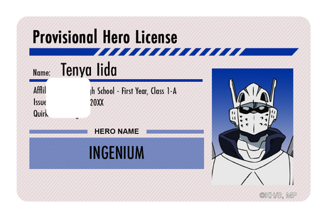 Hero License - Tenya Iida - Card Covers - My Hero Academia - CUCU Covers