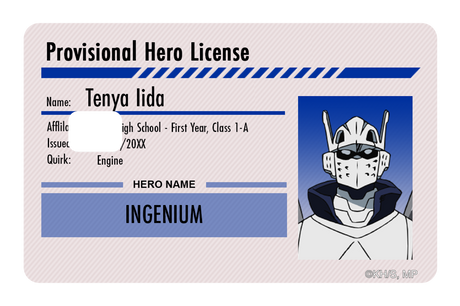 Hero License - Tenya Iida - Card Covers - My Hero Academia - CUCU Covers