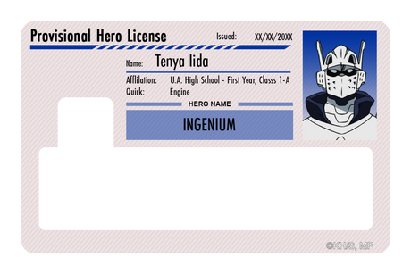 Hero License - Tenya Iida - Card Covers - My Hero Academia - CUCU Covers