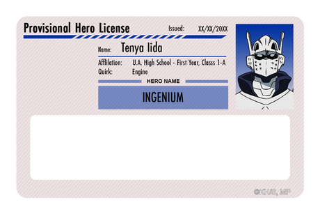 Hero License - Tenya Iida - Card Covers - My Hero Academia - CUCU Covers