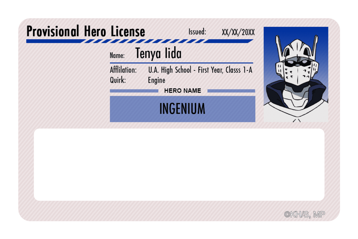 Hero License - Tenya Iida - Card Covers - My Hero Academia - CUCU Covers