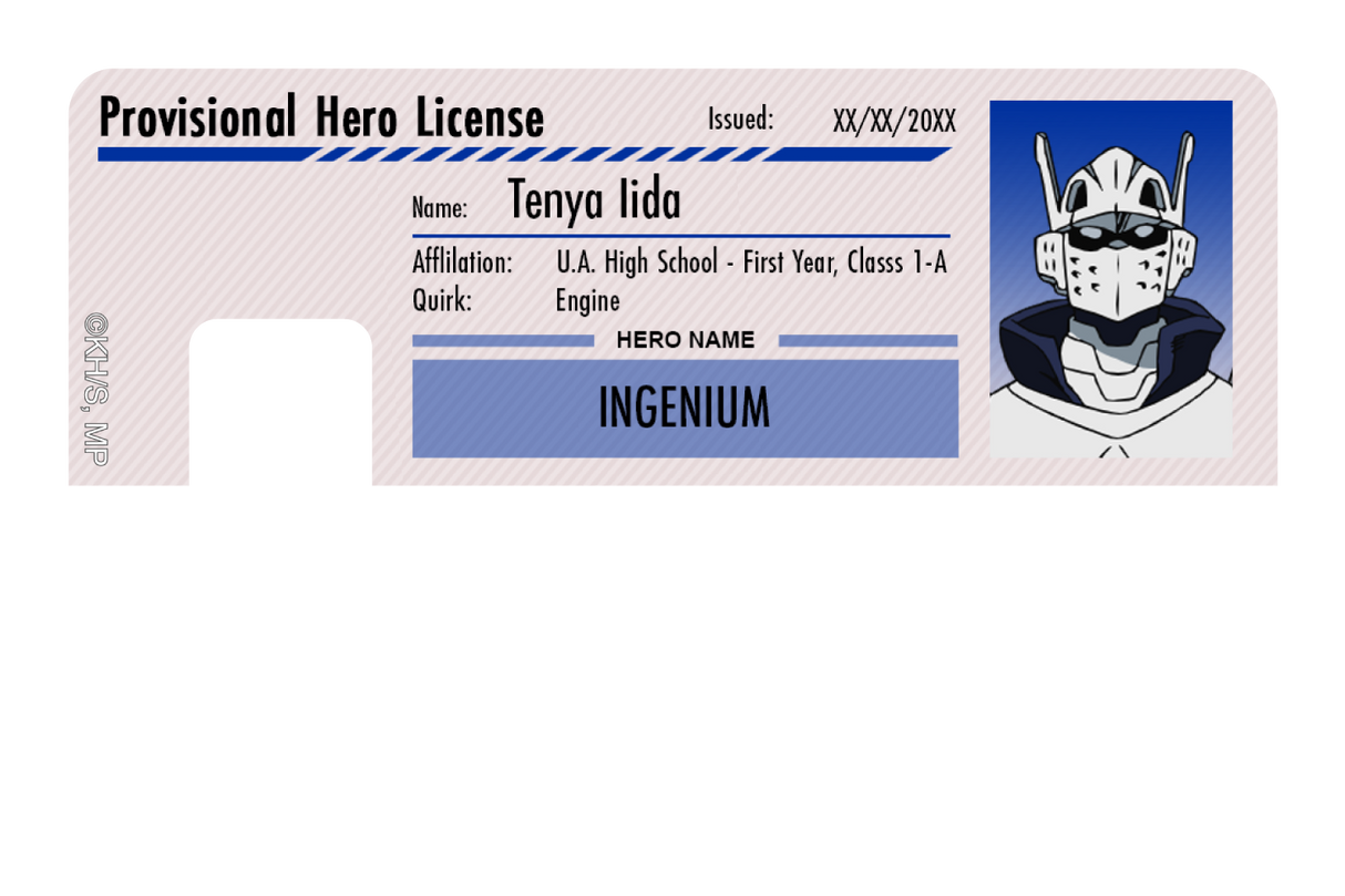 Hero License - Tenya Iida - Card Covers - My Hero Academia - CUCU Covers