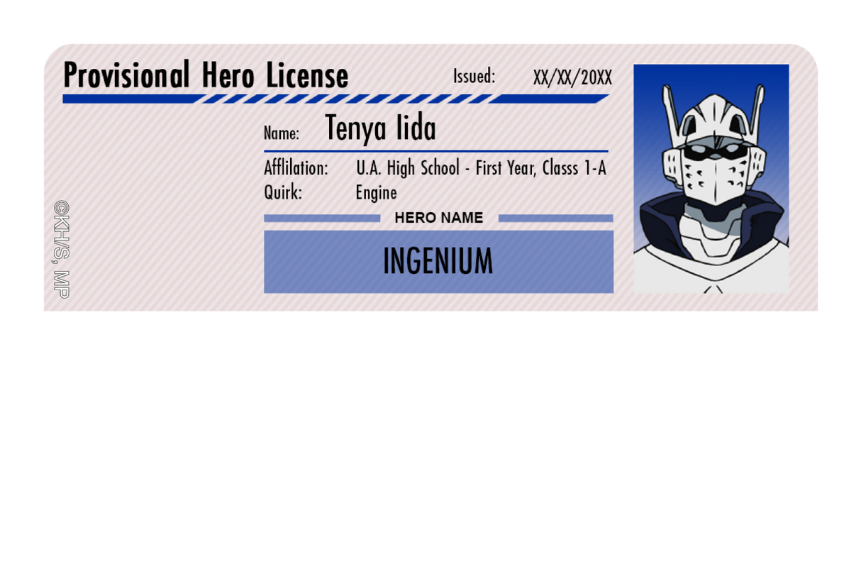 Hero License - Tenya Iida - Card Covers - My Hero Academia - CUCU Covers