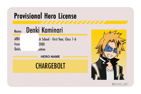 Hero License - Denki Kaminari - Card Covers - My Hero Academia - CUCU Covers