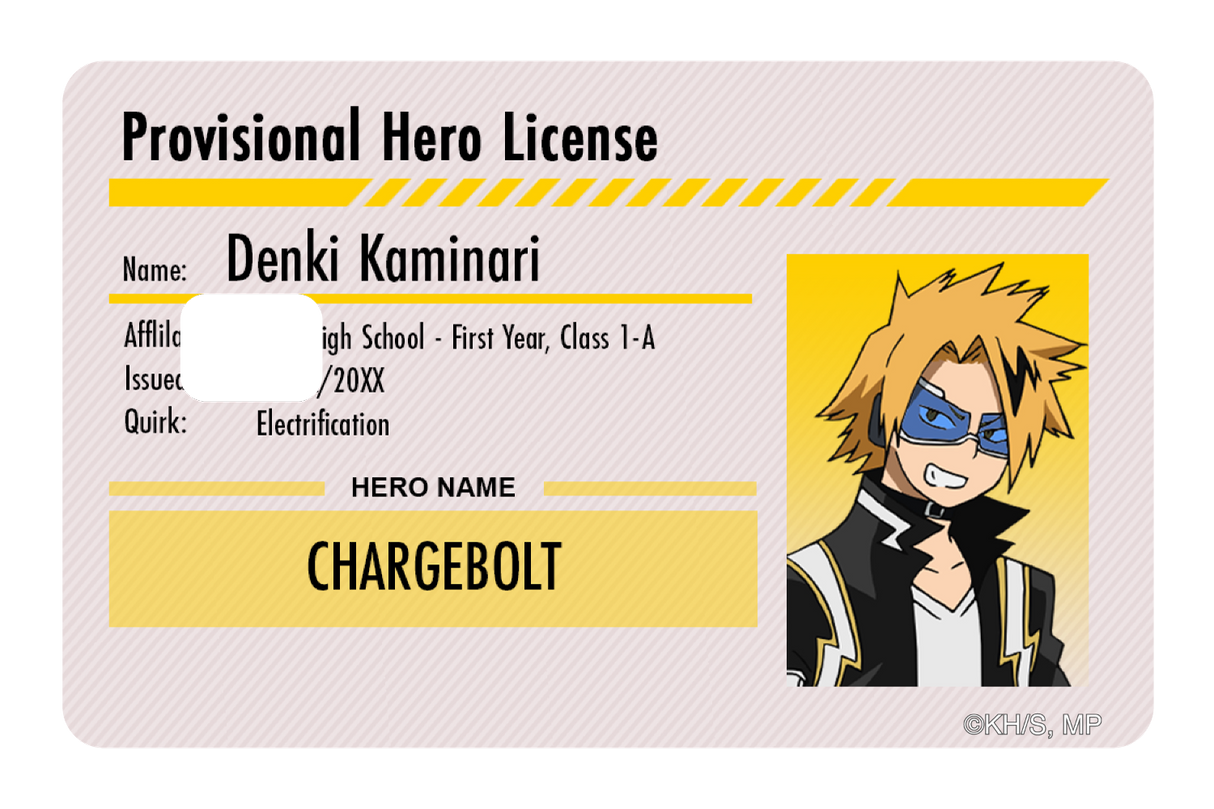 Hero License - Denki Kaminari - Card Covers - My Hero Academia - CUCU Covers