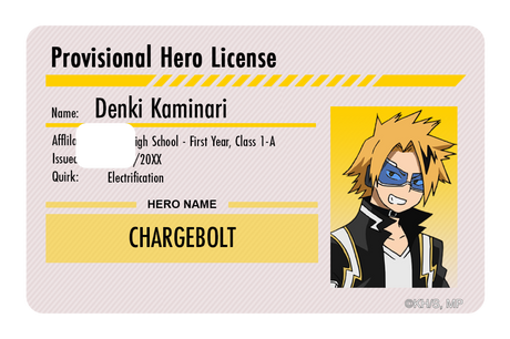 Hero License - Denki Kaminari - Card Covers - My Hero Academia - CUCU Covers