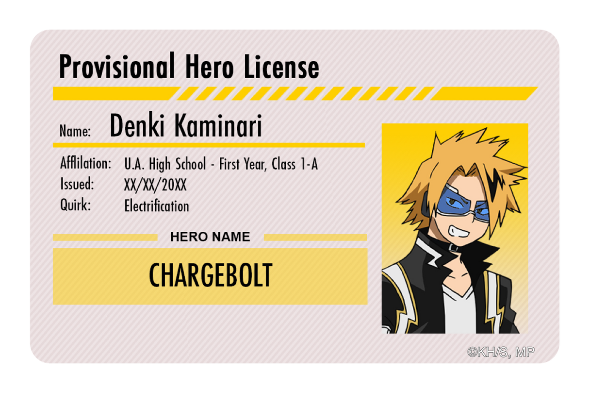 Hero License - Denki Kaminari - Card Covers - My Hero Academia - CUCU Covers