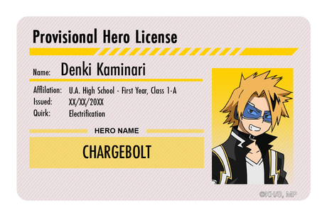 Hero License - Denki Kaminari - Card Covers - My Hero Academia - CUCU Covers