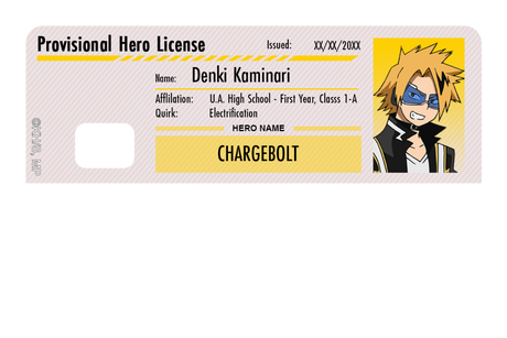 Hero License - Denki Kaminari - Card Covers - My Hero Academia - CUCU Covers