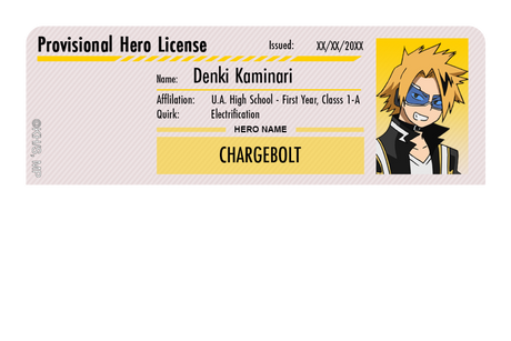 Hero License - Denki Kaminari - Card Covers - My Hero Academia - CUCU Covers