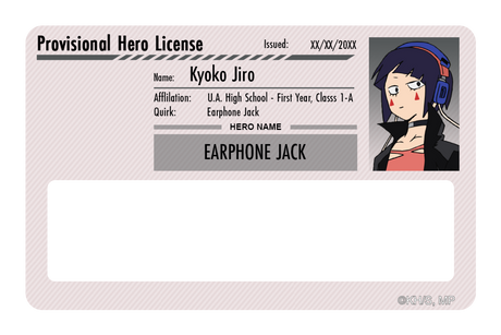 Hero License - Kyoka Jiro - Card Covers - My Hero Academia - CUCU Covers