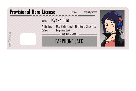 Hero License - Kyoka Jiro - Card Covers - My Hero Academia - CUCU Covers