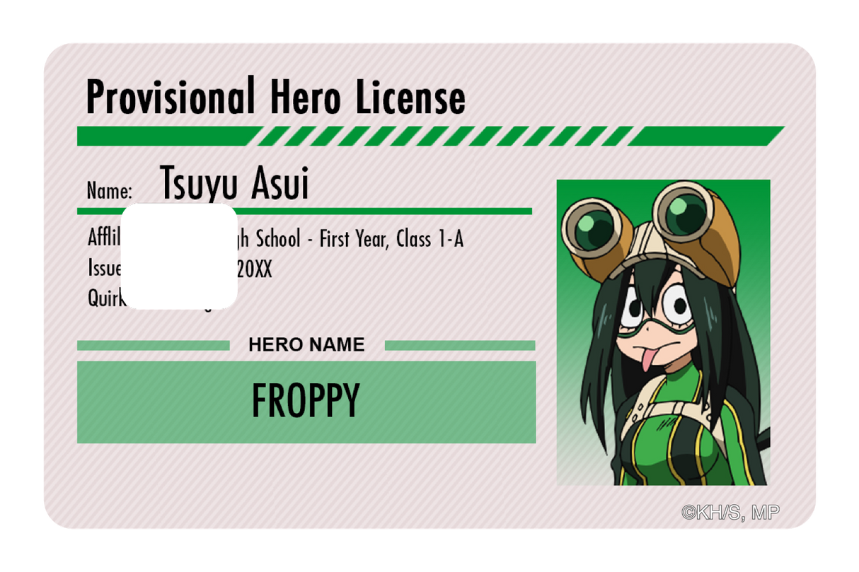 Hero License - Tsuyu Asui - Card Covers - My Hero Academia - CUCU Covers