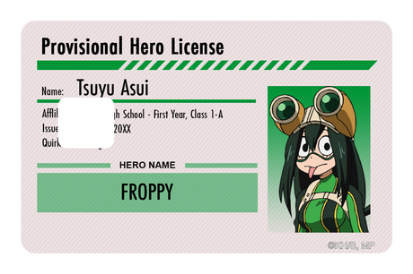 Hero License - Tsuyu Asui - Card Covers - My Hero Academia - CUCU Covers