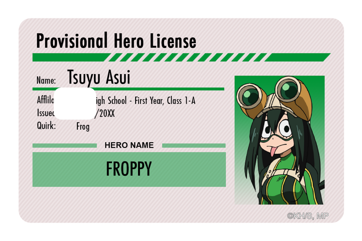 Hero License - Tsuyu Asui - Card Covers - My Hero Academia - CUCU Covers